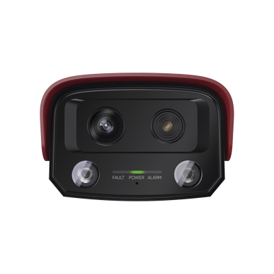 (HikFire) Cámara IP Dual de Detección Térmica de Incendios / Detección de Llamas y Temperaturas Anormales / 4 Megapixel (Lente Óptico) + 1 Megapixel (Lente Termico) / Micro SD / Exterior IP66