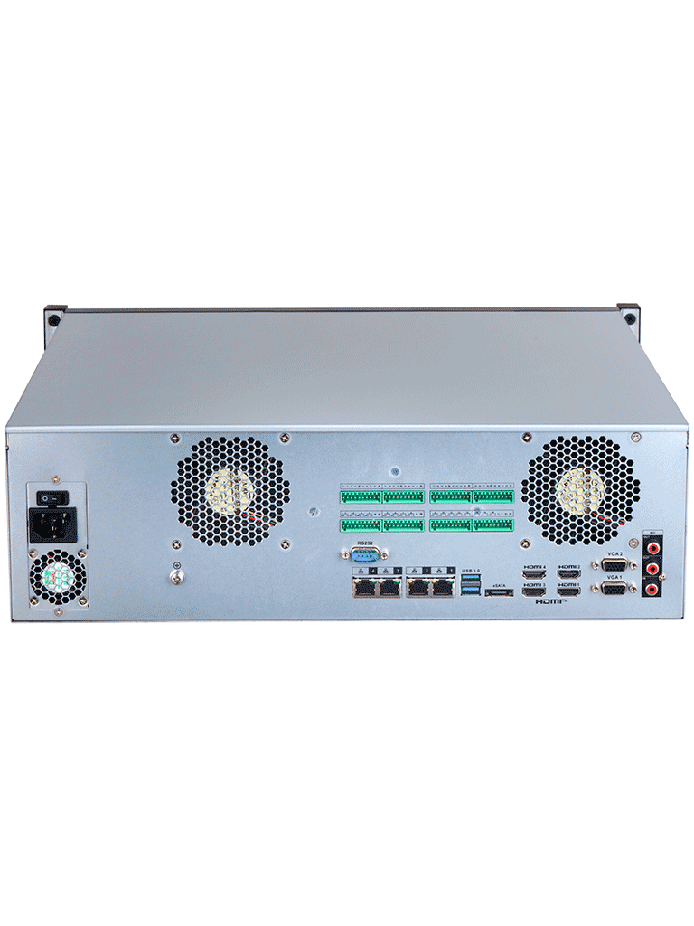 DAHUA DHI-NVR616H-64-XI - NVR de 64 canales IP Wizmind/ H.265+/ Grabación IA/ Soporta 8 ch face detection y recognition, 40 bases de datos de rostros, 32 canales proyección perimetral 32 canales smd plus