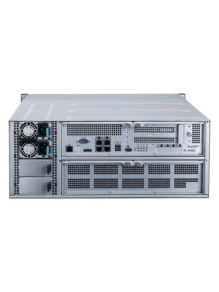 DAHUA DHI-EVS5124S Servidor IP de almacenamiento de 24 bahías y 320 canales, ofrece un potente procesador multinúcleo de 64 bits, 800 Mbps, RAID versátil, discos SATA Hot-Swap y fuente redundante 80PLUS Platino 1+1.