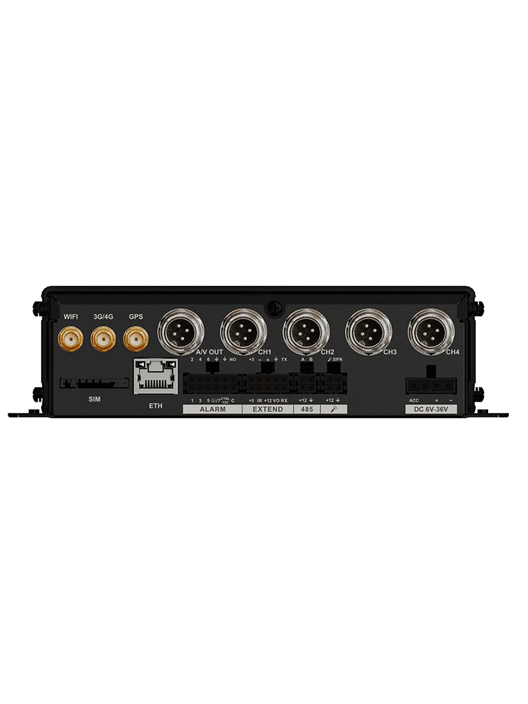 DAHUA MXVR1004-GFWI - DVR Móvil WiFi 1080p con IA/ 4 Canales Analogos + 1 IP/ 1080p / Comunicación 3G/4G/Wi-Fi/ Soporta: DSM/ADAS/BSD/Reconocimiento Facial/ Soporta 2 Tarjetas SD/ E&S Alarmas/ Sensor G/ #LoNuevo