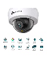 TP-LINK - VIGI C240(2.8mm) Cámara IP Domo FullColor de 4MP, con lente de 2.8mm. Certificada con IK10 y resistencia IP67, incluye micrófono y grabación local con ranura micro SD. 
