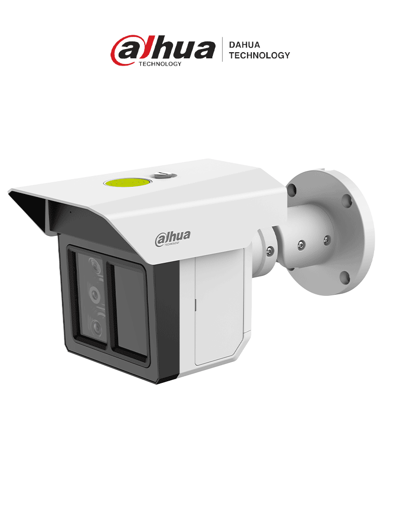 DAHUA DH-IPC-MFW5241T2-E3-ASE - Cámara de seguridad de triple lente 2MP con protección perimetral. Ofrece detección de humanos y vehículos a 100m, visión IR de 100m, tecnología ePoE, y resistencia IP67/IK10. Compresión H.265 para mayor eficiencia.