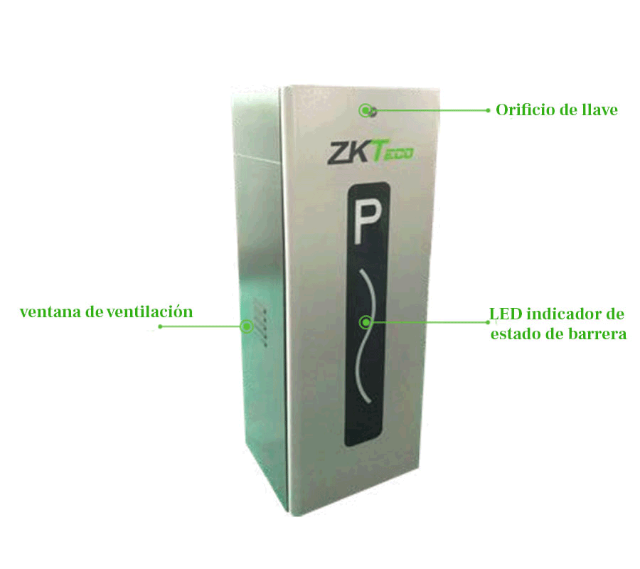 ZKTECO CMP200R - Barrera Vehicular de doble dirección Izq o Der/ Brazo Telescópico de 2.6 hasta 4.5 metros / 3 Seg. / Gabinete con Luz Led Indicador de estado / Sistema Inteligente anti-impacto/ Incluye 2 controles remotos