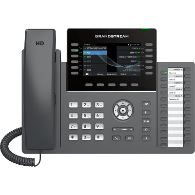 TELÉFONO IP PROFESIONAL DE 12 LÍNEAS / 24 TECLAS DE EXTENSIÓN PROGRAMABLES / WI-FI 6 / POE INTEGRADO / PANTALLA LCD 4.3 PULGADAS / SEGURIDAD DE NIVEL EMPRESARIAL / BLUETOOTH INTEGRADO / COMPATIBLE CON GDMS / AUDIO HD CON NOISE-SHIELD