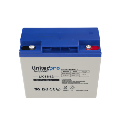 Batería 12 Vcc / 18 Ah / UL / Tecnología AGM-VRLA / Para uso en equipo electrónico, Alarmas de Intrusión / Incendio/ Control de acceso / Video Vigilancia / Terminales T1 .