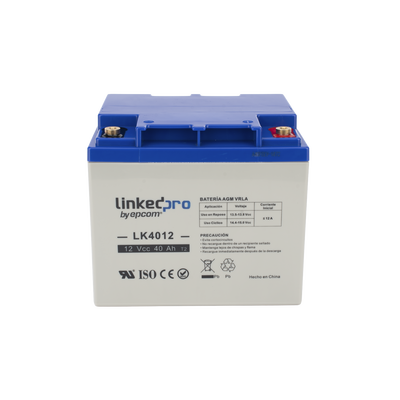 Batería 12 Vcc / 40 Ah / UL / Tecnología AGM-VRLA / Para uso en equipo electrónico, Alarmas de Intrusión / Incendio/ Control de acceso / Video Vigilancia / T2