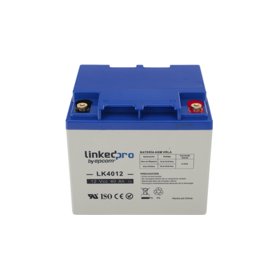 Batería 12 Vcc / 40 Ah / UL / Tecnología AGM-VRLA / Para uso en equipo electrónico, Alarmas de Intrusión / Incendio/ Control de acceso / Video Vigilancia / T2