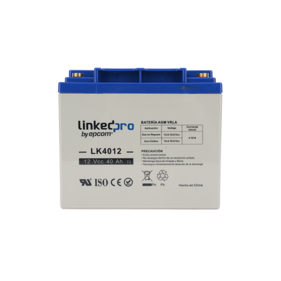 Batería 12 Vcc / 40 Ah / UL / Tecnología AGM-VRLA / Para uso en equipo electrónico, Alarmas de Intrusión / Incendio/ Control de acceso / Video Vigilancia / T2