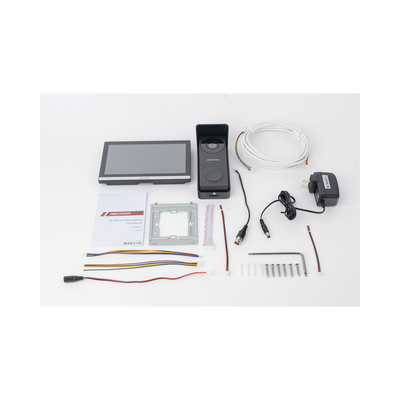 Kit de Videoportero Hibrido TurboHD con Pantalla LCD touch de 7" Wi-Fi / Frente de Calle para Exterior Metalico / 720p (1 Megapíxel )130° de Visión (Gran Angular) / Llamada a App Hik-Connect