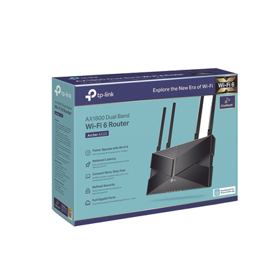 Router WiFi 6 doble banda AX 1800 Mbps /  MU-MIMO y OFDMA / 1 Puerto WAN 10/100/1000 Mbps / 4 Puertos LAN 10/100/1000 Mbps / 4 Potentes Antenas / Compatible con EasyMESH