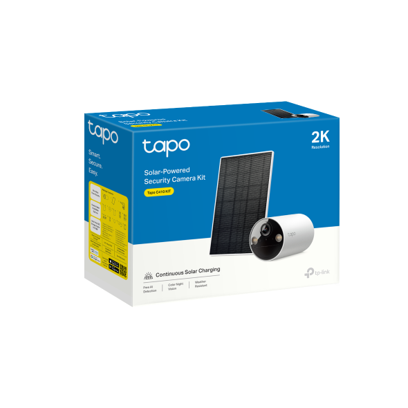 Tapo C410 KIT Cámara de Vigilancia Wi-Fi Solar con Vista 3MP QHD y Detección IA Avanzada gratuita,  Grabación de Vídeo 2K QHD, Alimentación Ininterrumpida. IP66.