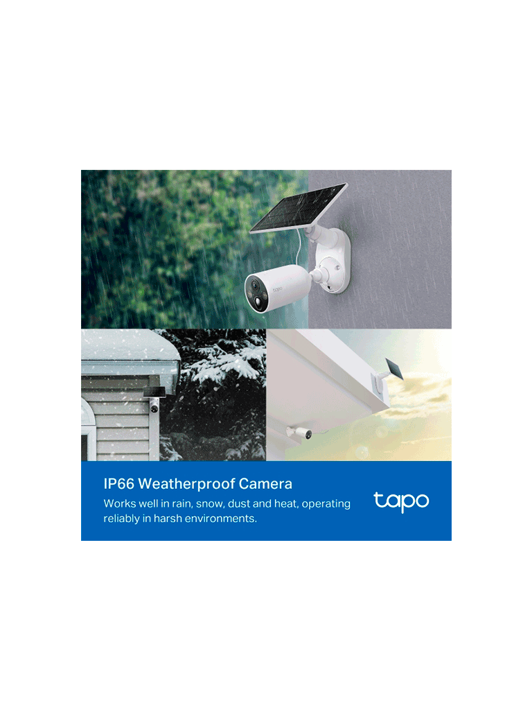 Tapo C425 KIT  Cámara de Vigilancia Wi-Fi Solar con Vista 2K QHD y Detección IA Avanzada gratuita,  Grabación de Vídeo 2K QHD, Alimentación Ininterrumpida. IP66.