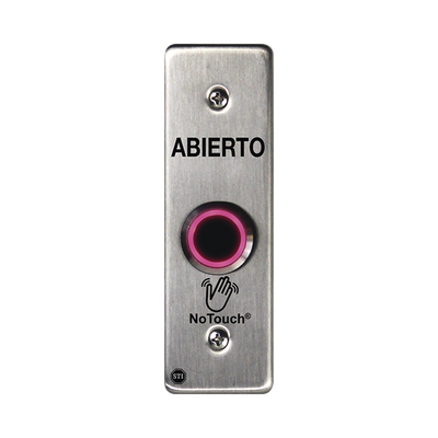 Interruptor IR NoTouch® de Acero Inoxidable, Montaje Delgado, Caja Posterior, ABIERTO   