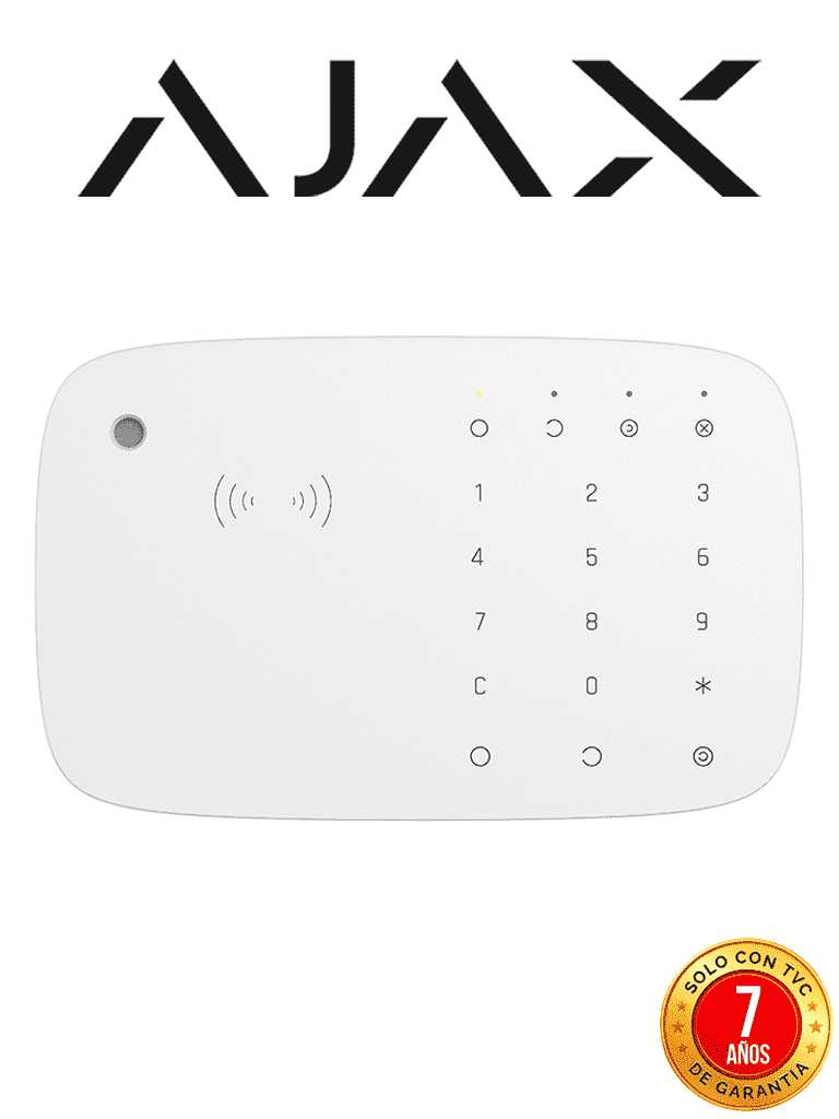 AJAX KIT RES KEYPADCOMBI - Panel de alarma Ethernet/4G color Blanco/ APP “AJAX PRO” iOS y Android, 1 sensor de movimiento, 1 detector para puerta/ventana, 1 Teclado táctil inalám con sirena incluida y lector DESFire, 1 Llavero inalám #CONEXION #NUEVOKIT