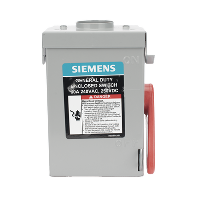  Interruptor de seguridad cerrado de doble ruptura. Interruptor de serie A, 2 polos, 2 hilos sin fusible, uso general. Nema 3R