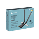 Adaptador  PCIe inalámbrico doble banda AX1800 Mbps / Seguridad Inalámbrica WPA3 /Antena de alta ganancia / Tecnología MU-MUMO 2X2 / Soporte de perfil bajo y Altura completa / Bluetooth 5.2
