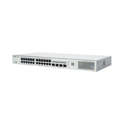 Switch Administrable L2 PoE+ hasta 370W, 24 Puertos Eth 1G, 4 puertos SFP 1G, Administración Remota en la Nube.