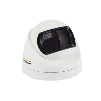 [ColorVu + Panoramica + Dual Light] Turret TURBOHD 3K (5 Megapixel) / Micrófono Integrado / Visión 180° / Imagen a Color 24/7 / 40 mts Luz Blanca + 40 mts IR / Exterior IP67 / WDR
