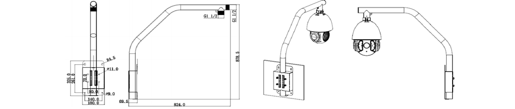 DAHUA DH-PFB303S - Soporte para Montaje en Parapeto/ Giratorio/ Diseño