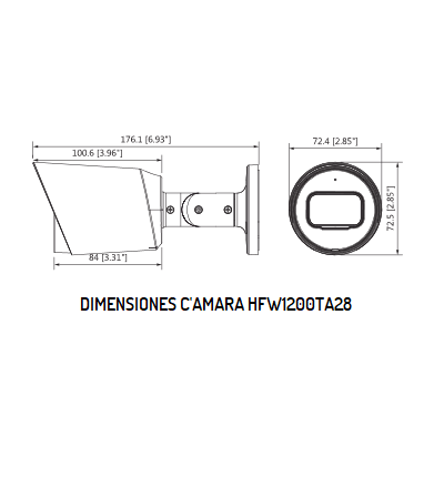 DAHUA HAC-HFW1200T-A - Camara Bullet HDCVI 1080p/ Microfono Integrado/ 103