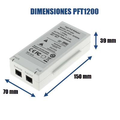 DAHUA PFT1200 - Inyector Hi-Poe Midspan Gigabit/ Soporta PoE/PoE+/ Soporta