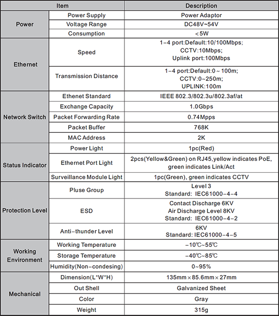 UTEPO UTP3SW0401TP60 - Switch  PoE de 5 Puertos Fast
