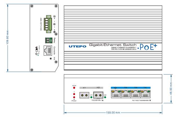 UTEPO UTP7304GEPOE - Switch industrial  Gigabit  PoE administrable