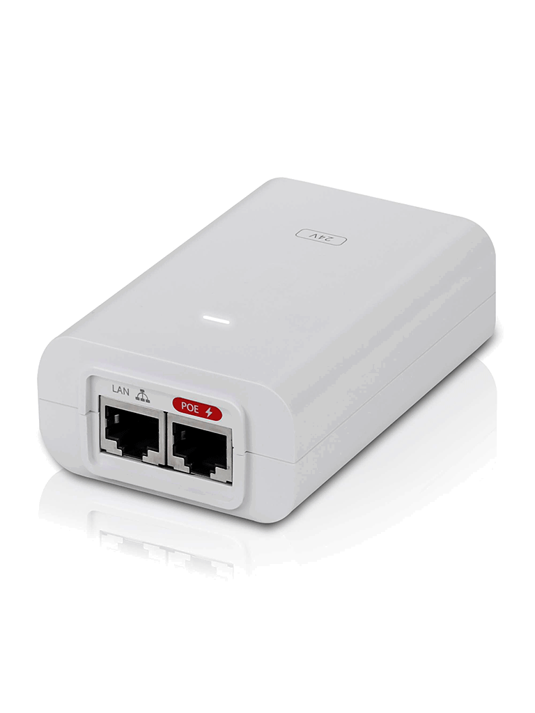 Ubiquiti POE-24-7W-G-WH - Inyector PoE Gigabit/ 24V DC/ 0.3A/ Protección