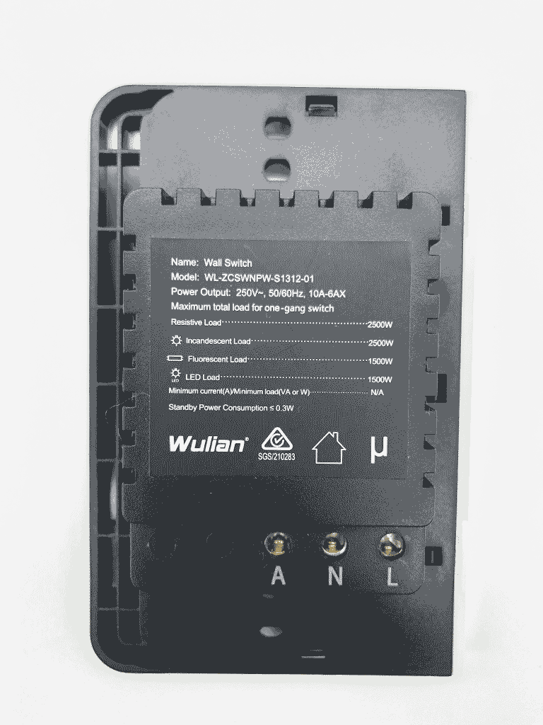 WULIAN SWITCHA1LN - Apagador inteligente formato americano con conexion a