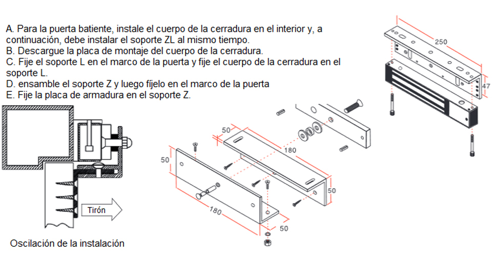YLI MBK280ZLW - Sopote en ZL para instalacion de cerradura