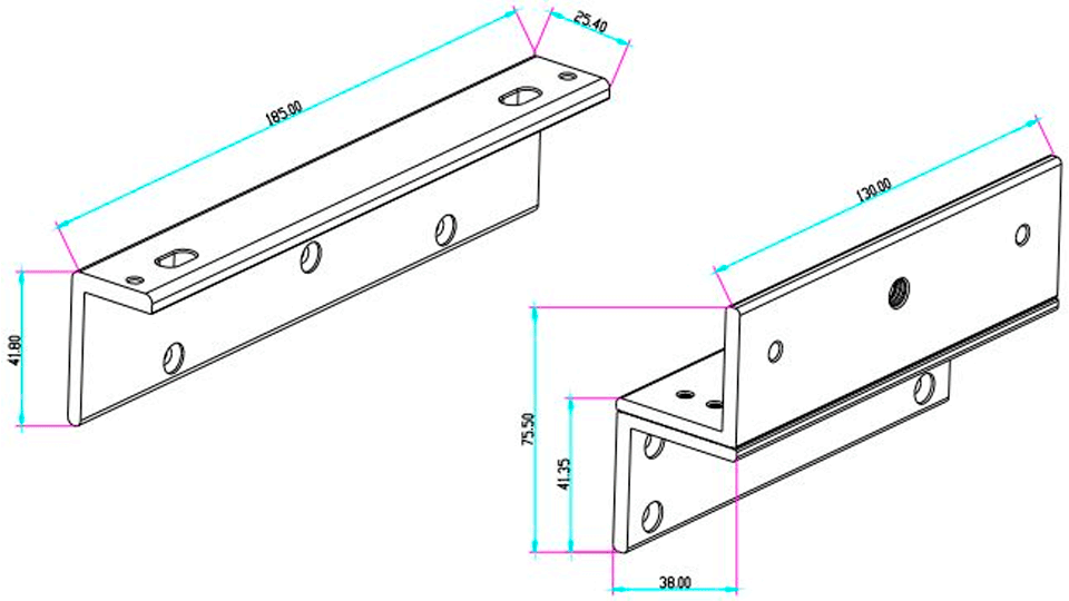 YLI MBK500NZL - Soporte tipo ZL para Cerradura Magnética YM500N