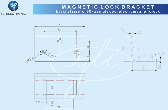YLI MBK70Z - Soporte de electroimán para puerta con apertura