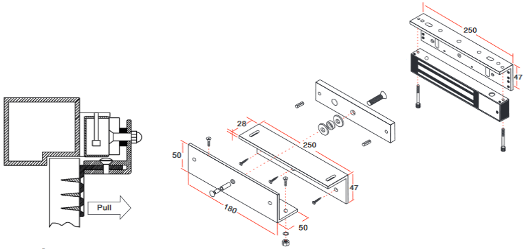 YLI MBK70Z - Soporte de electroimán para puerta con apertura