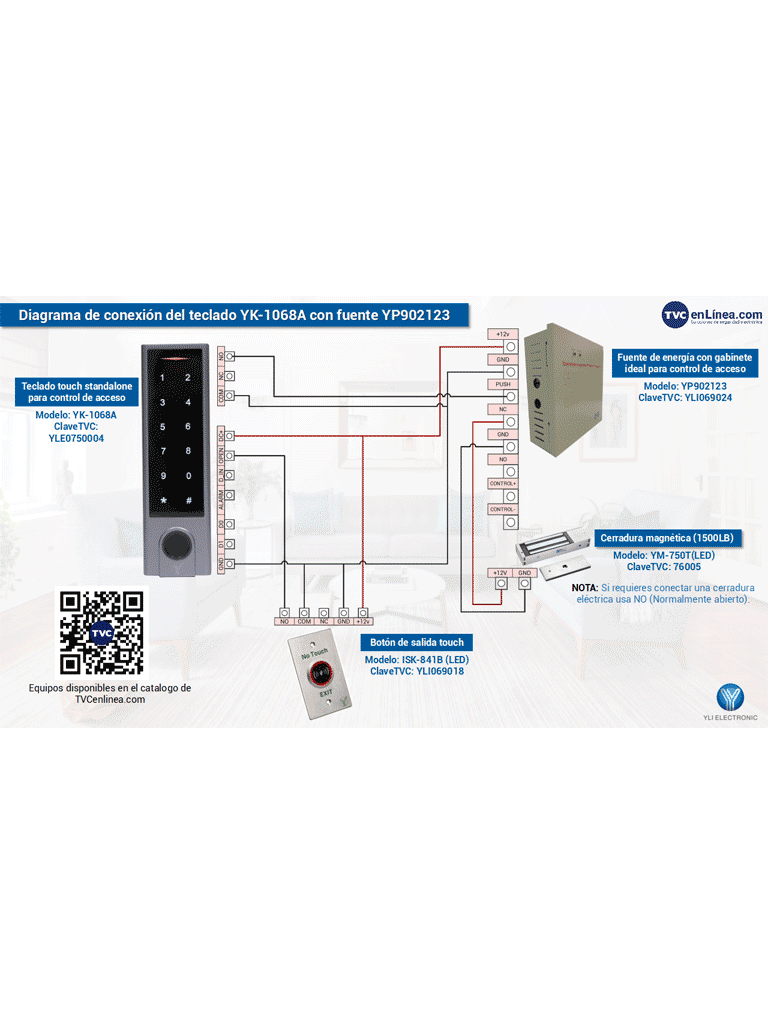 YLI YK1068A - Teclado touch para control de acceso standalone