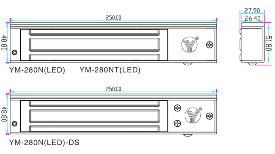YLI YM280NLEDPAK - Paquete de Cerradura Magnética YM280N con Led