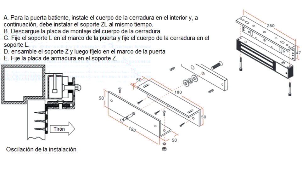 YLI YM280WSPAK - Paquete de Cerradura Magnética para exterior YM280WS