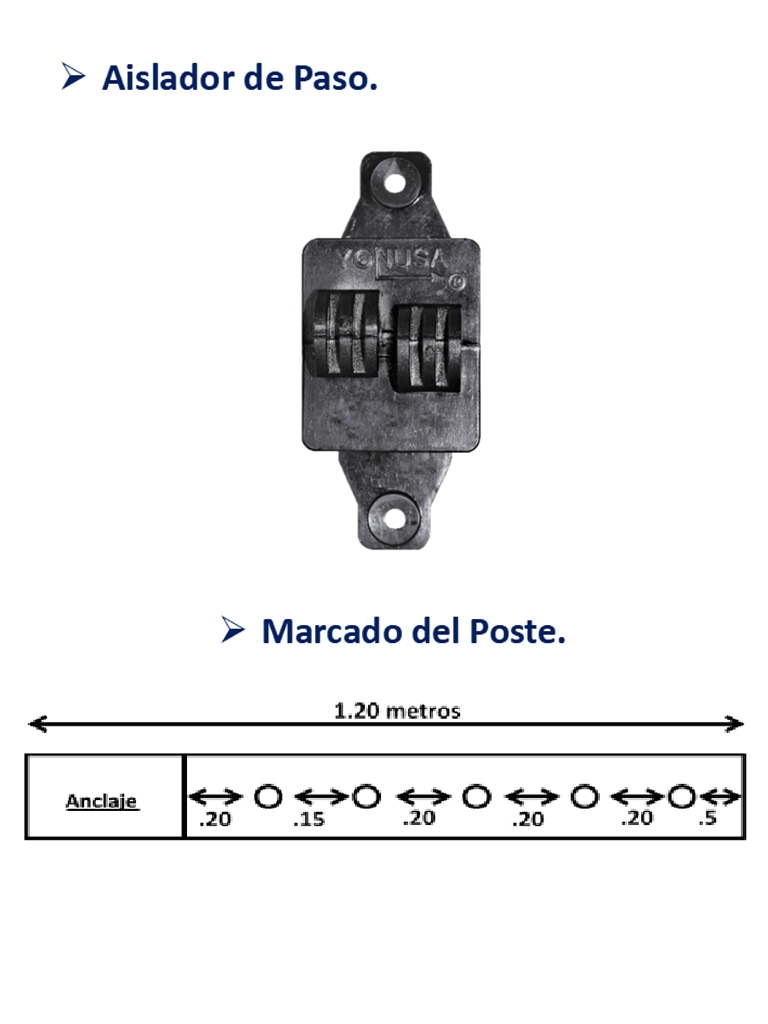 YONUSA TUBOAP101 - Poste de paso para cerco eléctrico, tubo