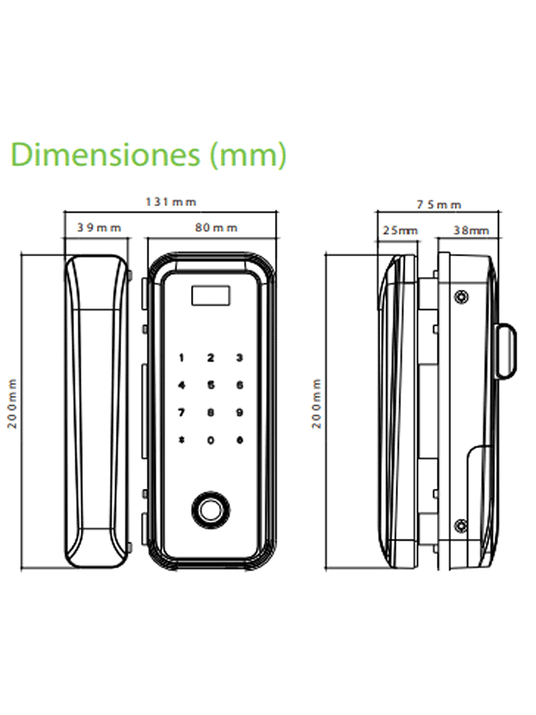 ZK GL300 - Cerradura biometrica para puertas de vidrio /