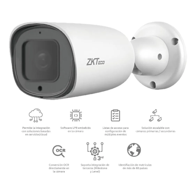 ZKTECO BL852Q38ALP - Cámara IP Bullet para reconocimiento de placas