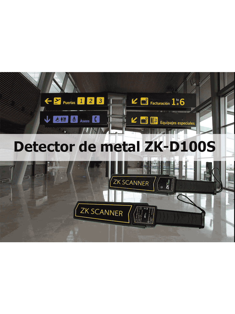 ZKTECO D100S - Detector de Metales Portátil / Batería de
