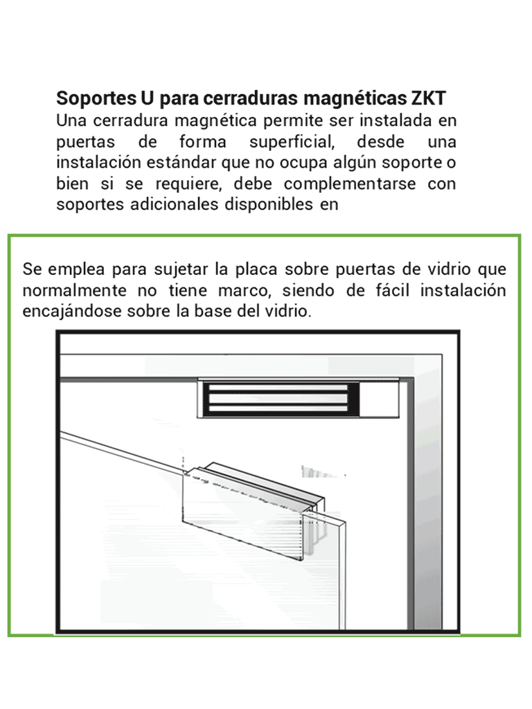 ZKTECO LMB200U - Soporte en U para instalación de contrachapa