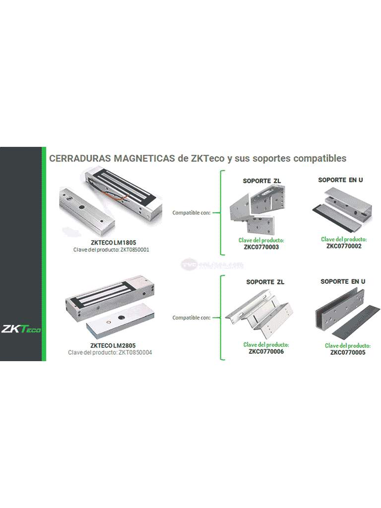 ZKTECO LMB200U - Soporte en U para instalación de contrachapa