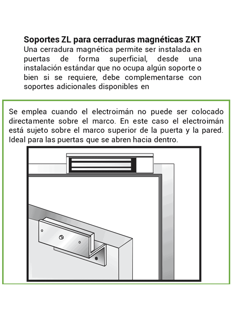 ZKTECO LMB200ZL - Soporte ZL para instalación de contrachapa magnética