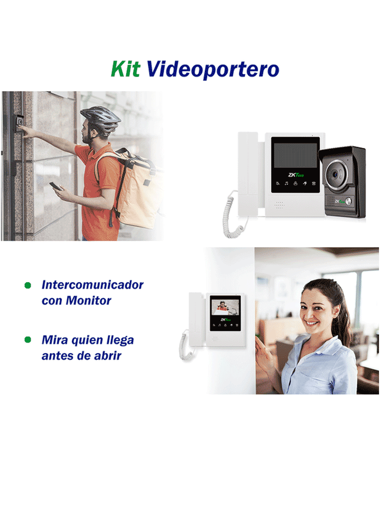 ZKTECO VDP04B4 Kit - Kit de Videoportero Analógico con 1