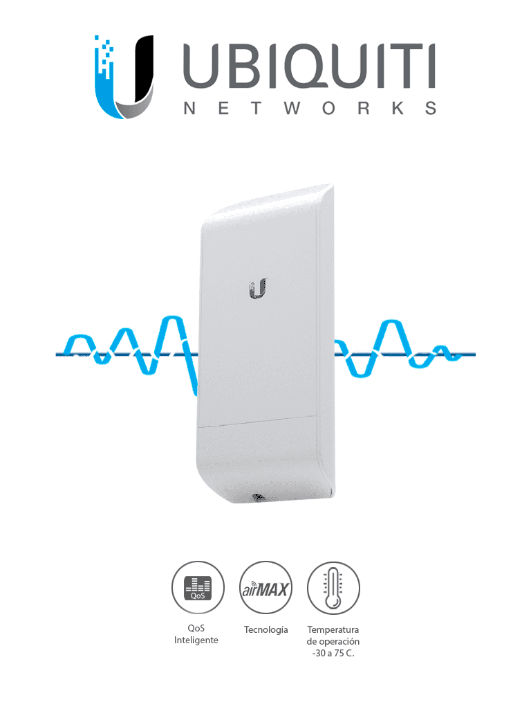 UBIQUITI NANOSTATION LOCOM2 - Radio con antena integrada Airmax 2.4GHz / Exterior / MIMO / Antena panel 8 dBi / 23 dBm / Rendimiento hasta 150 Mbps 