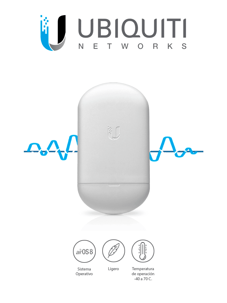 [164282] UBIQUITI NANOSTATION AC LOCO5AC- Radio con Antena Integrada AirMax AC 5.8GHZ / Exterior / MIMO / Antena Panel 13dBi / 25dBm / No Incluye Adaptador PoE