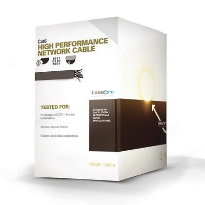 [88999] Cable Cat6+ CALIBRE 23, Intemperie con GEL DOBLE CHAQUETA, ETL, UL, color negro de 305 Metros, para Climas EXTREMOS