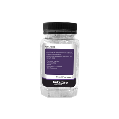 [161926] Bote con 100 Piezas de Plug Modular RJ45 Cat6 blindado, chapado de oro a 30 micras para durabilidad extrema SIN PIN DE TIERRA