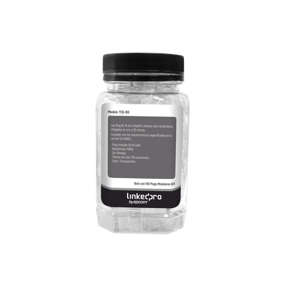 [161915] Bote con 100 Piezas de Plug Modular RJ45 Cat6 sin blindaje, chapado de oro a 30 micras para durabilidad extrema