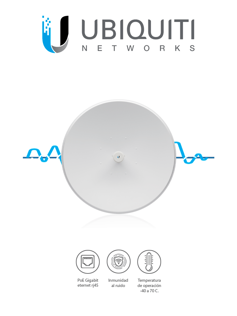[UIS3580001] UBIQUITI POWERBEAM AC PBE-5AC-620 - Radio con antena integrada Airmax AC 5.8GHz / Exterior / MIMO / Antena 29 dBi / Rendimiento hasta 450 Mbps